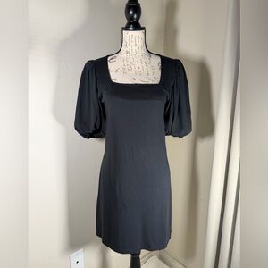 Frame Denim Black Puff Sleeve Mini Dress